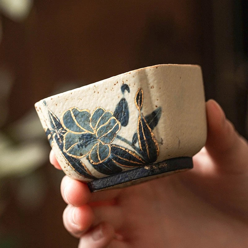 95ml High-end Blue and White Ceramics Master's Cup Handpainted Lily Sifang Cup 07FC0E-D4 - KOEEK