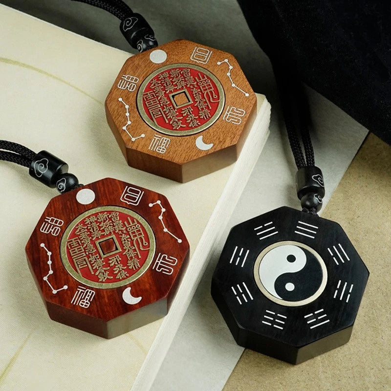 Sandalwood Handmade Carve Pendant Taoism Accessories Chinese Tai Chi Decoration 07FC0E-D4 - KOEEK