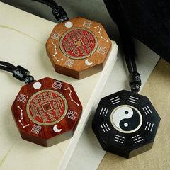 Sandalwood Handmade Carve Pendant Taoism Accessories Chinese Tai Chi Decoration 07FC0E-D4 - KOEEK