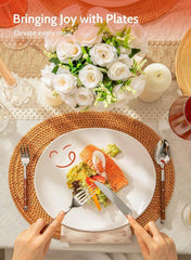 Ceramic 11-Inch Dinner Plate Set of 6 - White Dinner Plates - Scratch Resistant