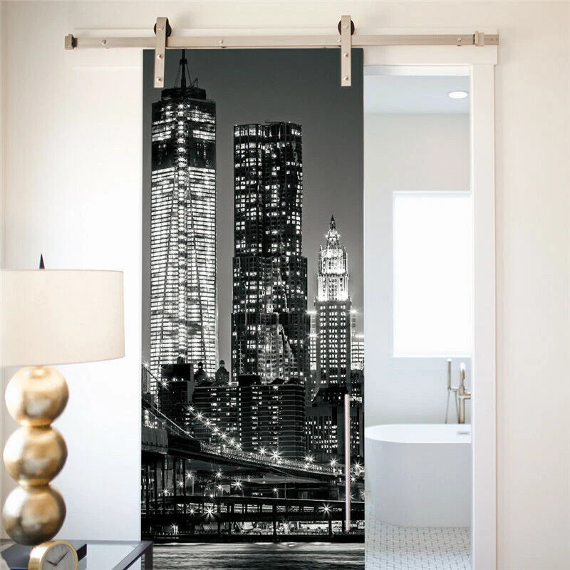 3D Self-Adhesive Door City Night View Wrap Mural Wall Art Sticker Home Decal HOME - KOEEK