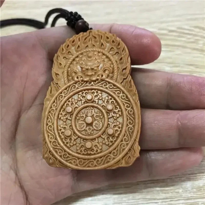 Natural Sandalwood Thousand-hand Guanyin Pendant Amulet Buddha Plaque Necklace 07FC0E-D4 - KOEEK