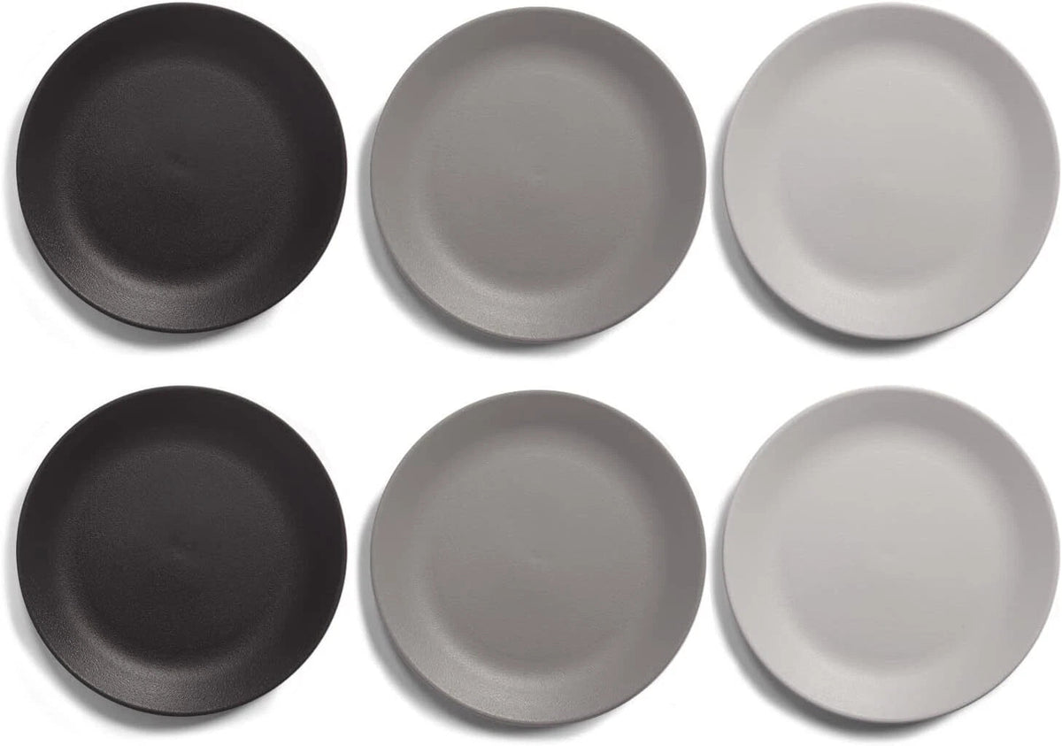 Ultra-Durable Plastic 10 inch Dinner Plates in Grey Stone | Set of 6 Reusable 07FC0E-D4 - KOEEK