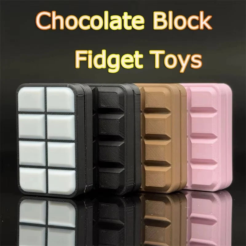 Novelty 3D Chocolate Block Fidget Toys EDC Plastic Push Fidget Slider Fun Toy 07FC0E-D4 - KOEEK