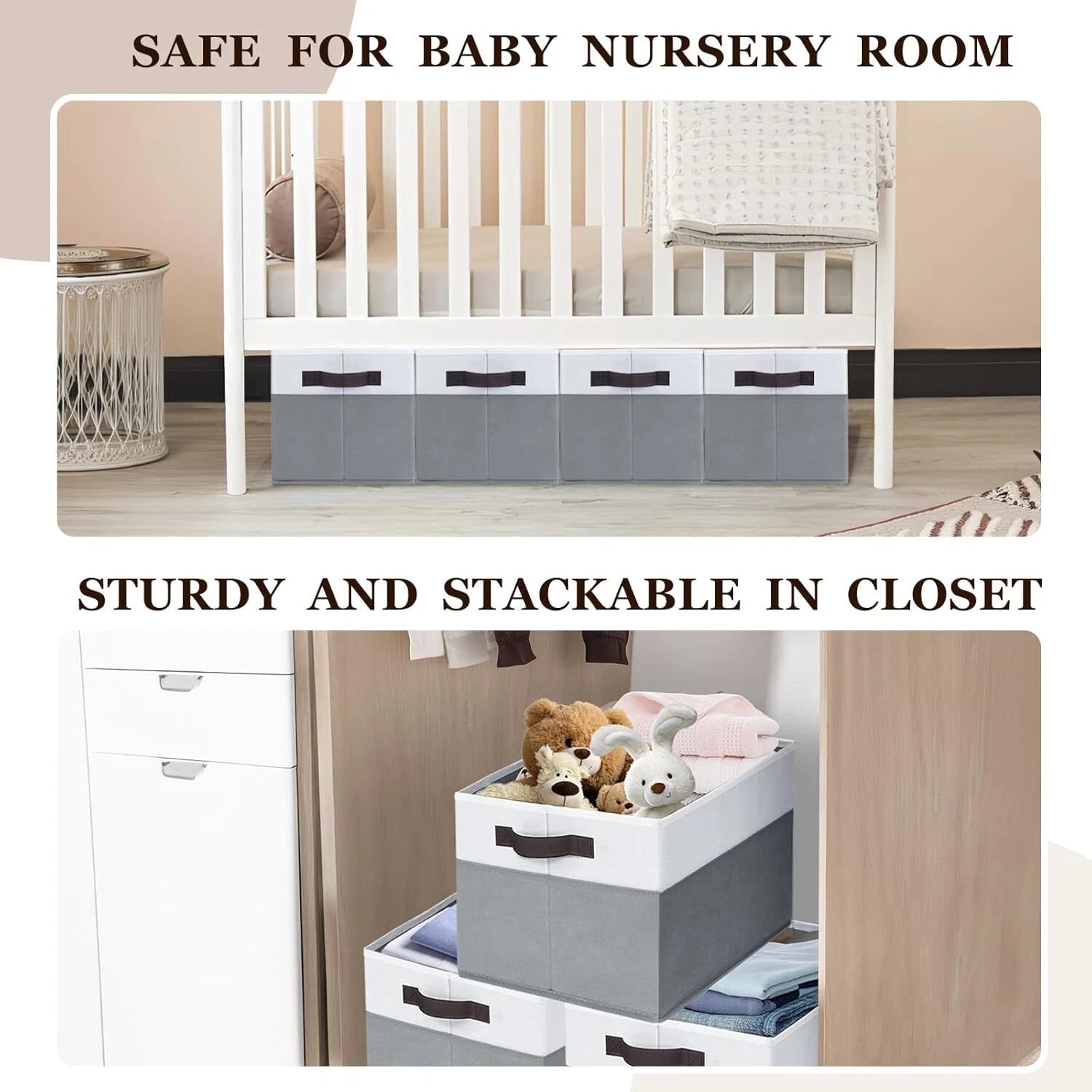 4 Pack Large Storage Baskets for Shelves | Fabric Closet Organizers and Storage 07FC0E-D4 - KOEEK