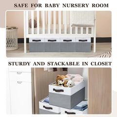 4 Pack Large Storage Baskets for Shelves | Fabric Closet Organizers and Storage 07FC0E-D4 - KOEEK