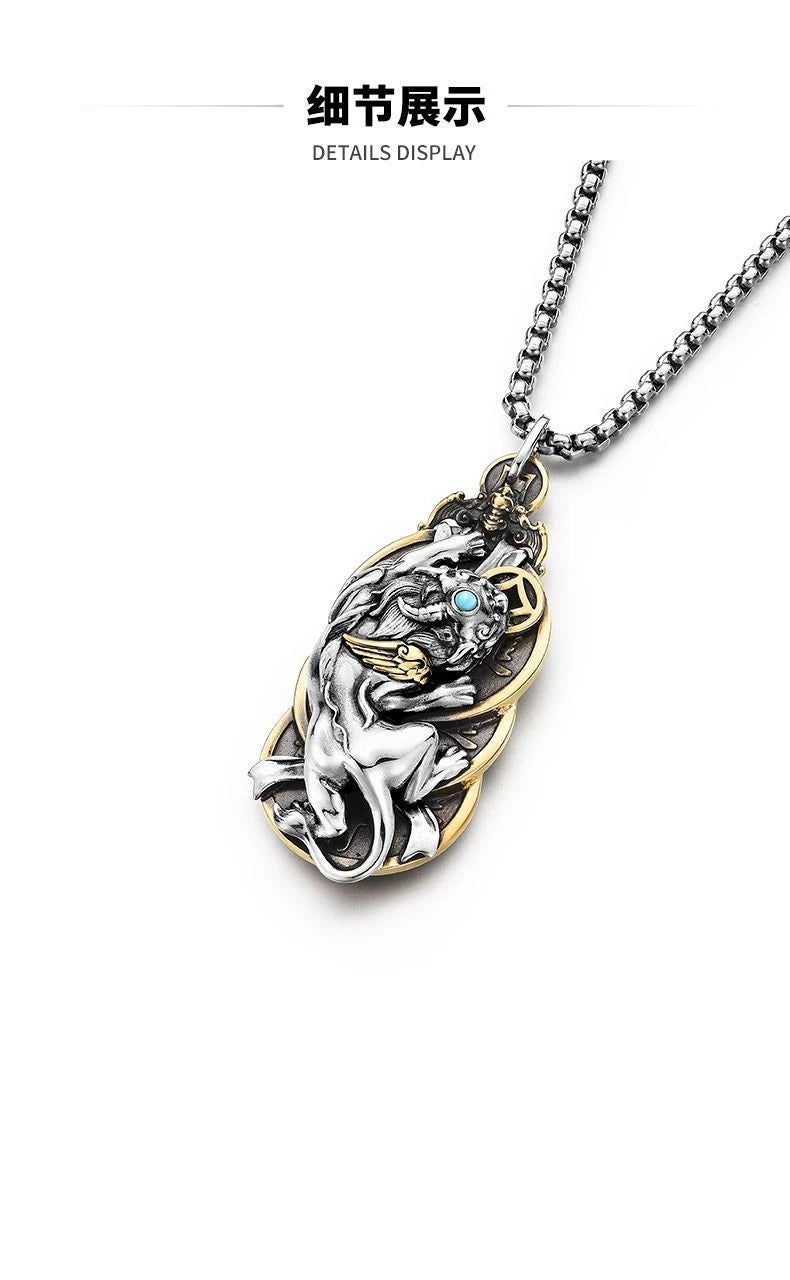 Pixiu Pendant Necklace Chinese Style Vintage  Charm Gift 07FC0E-D4 - KOEEK
