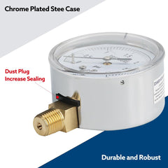 new 0-3 Psi Low Pressure Gauge, Capsule 2-1/2" Dial Size, NPT 0-3PSI 07FC0E-D4 - KOEEK