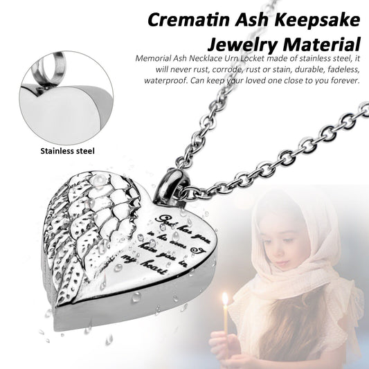 Silver Cremation Heart Urn Necklace Keepsake Ash Holder Memorial Jewelry Pendant