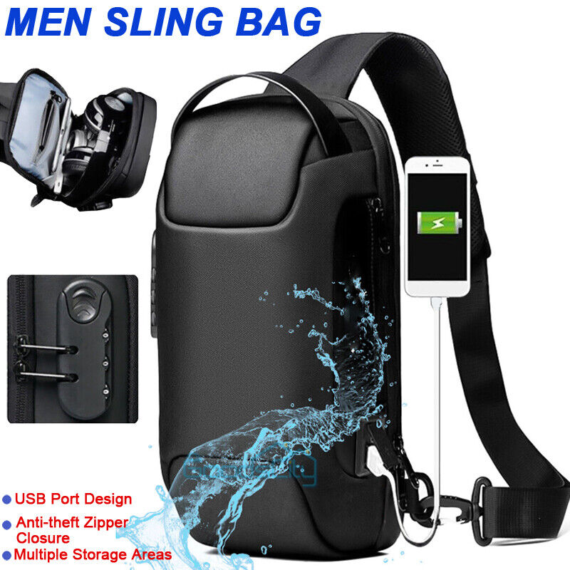 ny Bolso De Hombro Con Puerto USB Para Hombre Casual Mochila Impermeable Antirrobo