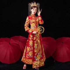 Chinese Hanfu Traditional Costume Wedding Bridal Dress Women Phoenix Embroidery 07FC0E-D4 - KOEEK