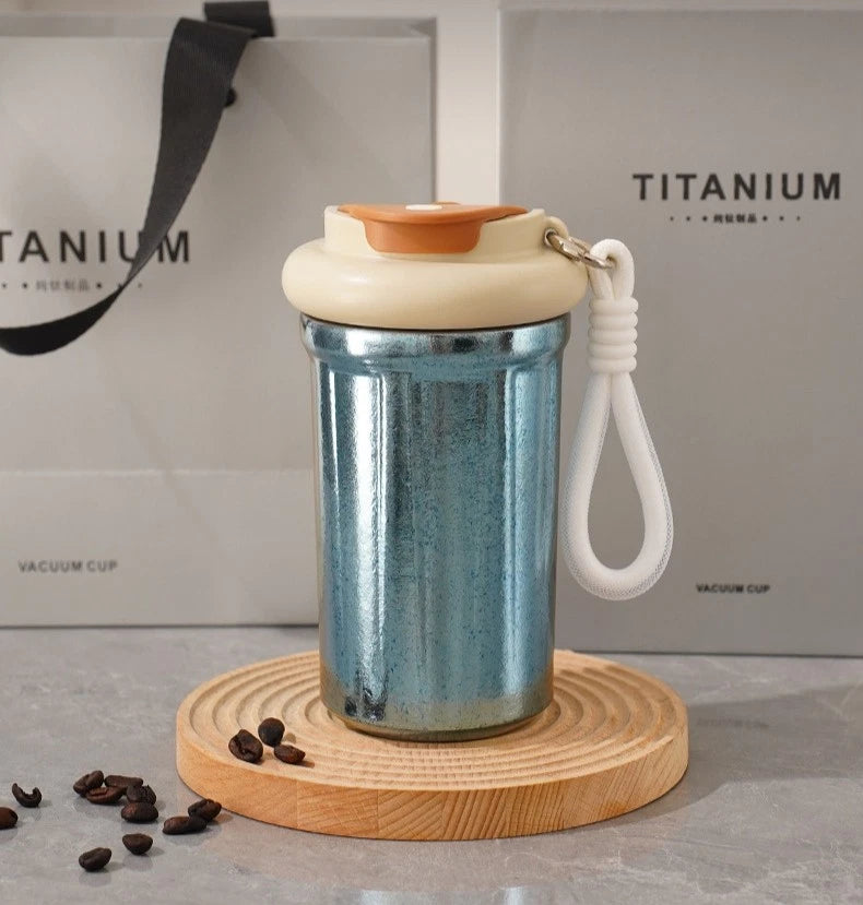 420ml Double Wall Pure Titanium Thermal Insulation Coffee Cup Travel Bottle 07FC0E-D4 - KOEEK