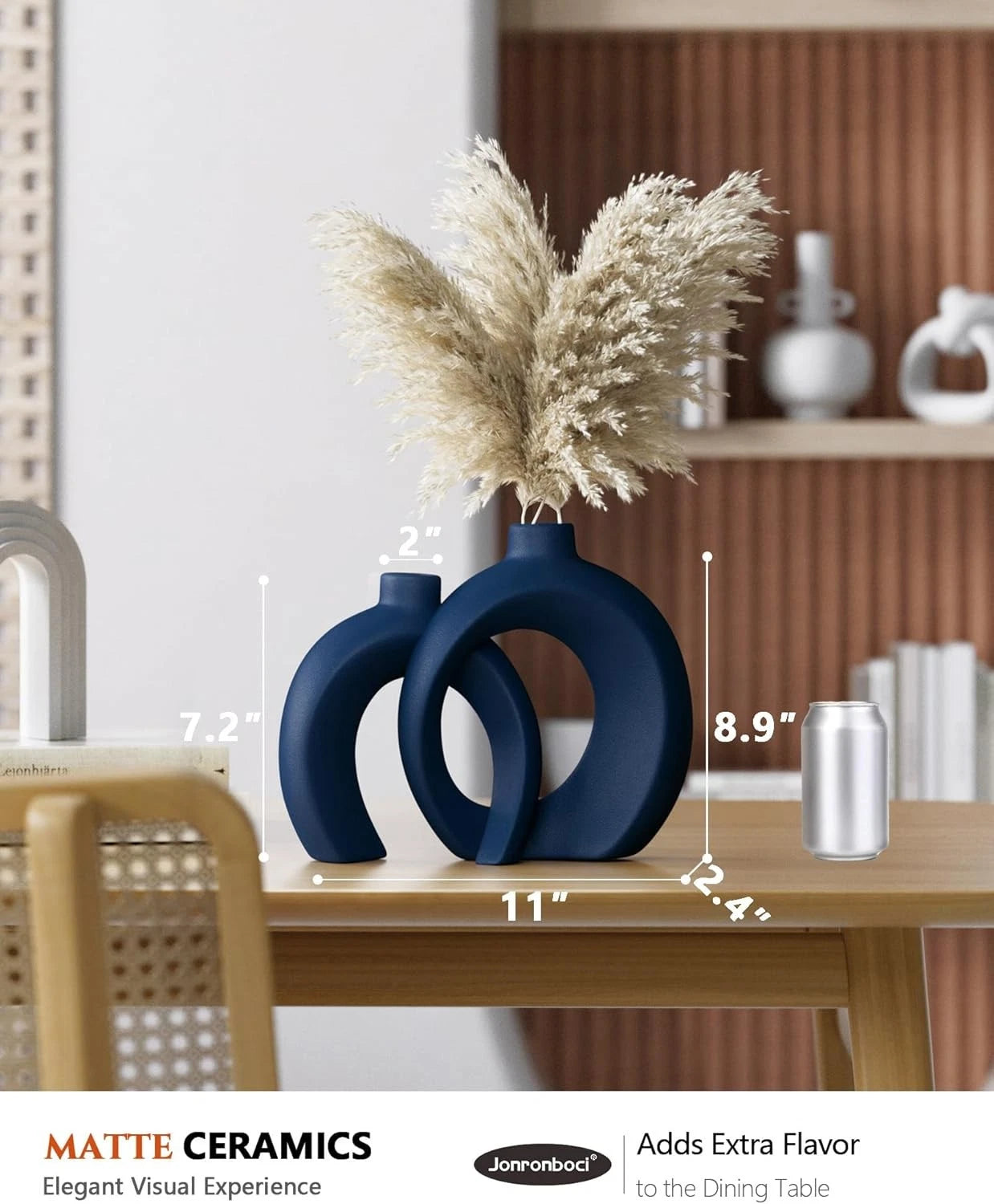 Blue Vase Set (2 pieces) -Suitable for living room coffee tables and bookshelves 07FC0E-D4 - KOEEK