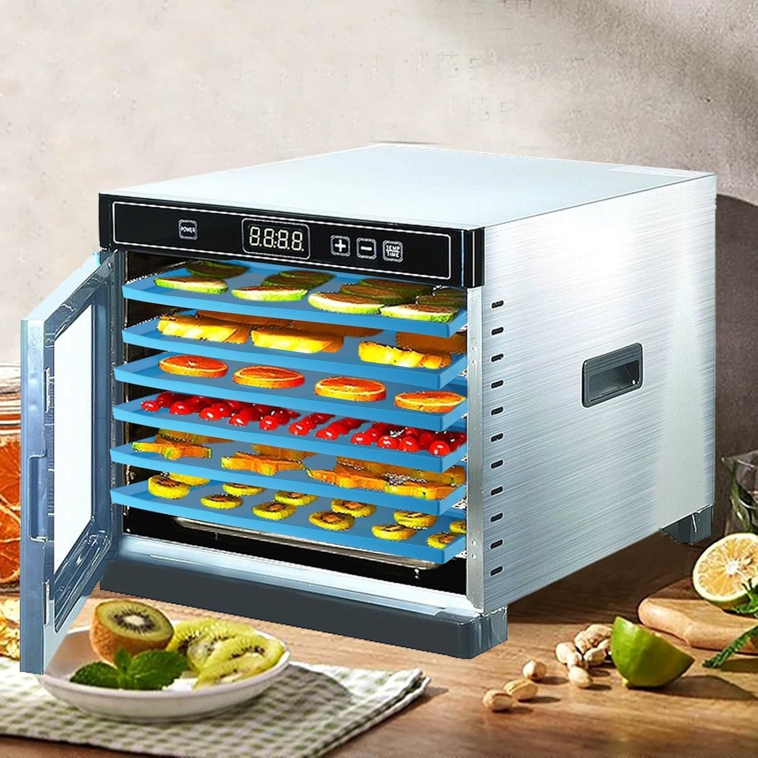 new 8PCS Silicone Dehydrator Trays with Edge Fruit Leather 12 x 10 Blue 07FC0E-D4 - KOEEK
