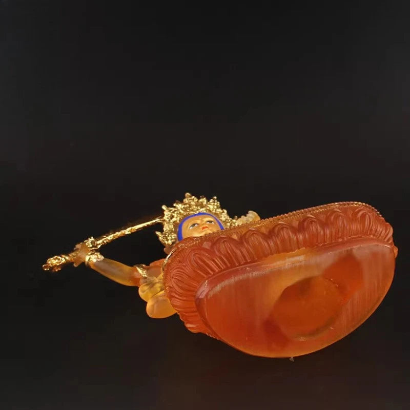 23cm Exquisitely Resin Handpaninted Manjusri Bodhisattva Buddha Statue Ornament 07FC0E-D4 - KOEEK
