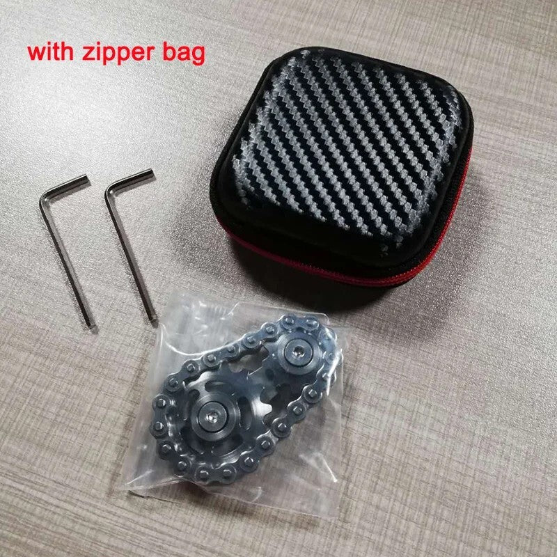 Fingertip Gyro Chain Flywheel Sprocket EDC Stainless Steel Toy Gear Spinner Gift 07FC0E-D4 - KOEEK