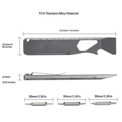 TC4 Titanium Alloy Pry Bar Hex Wrench Screwdriver - Back Clip EDC Multi Tool 07FC0E-D4 - KOEEK