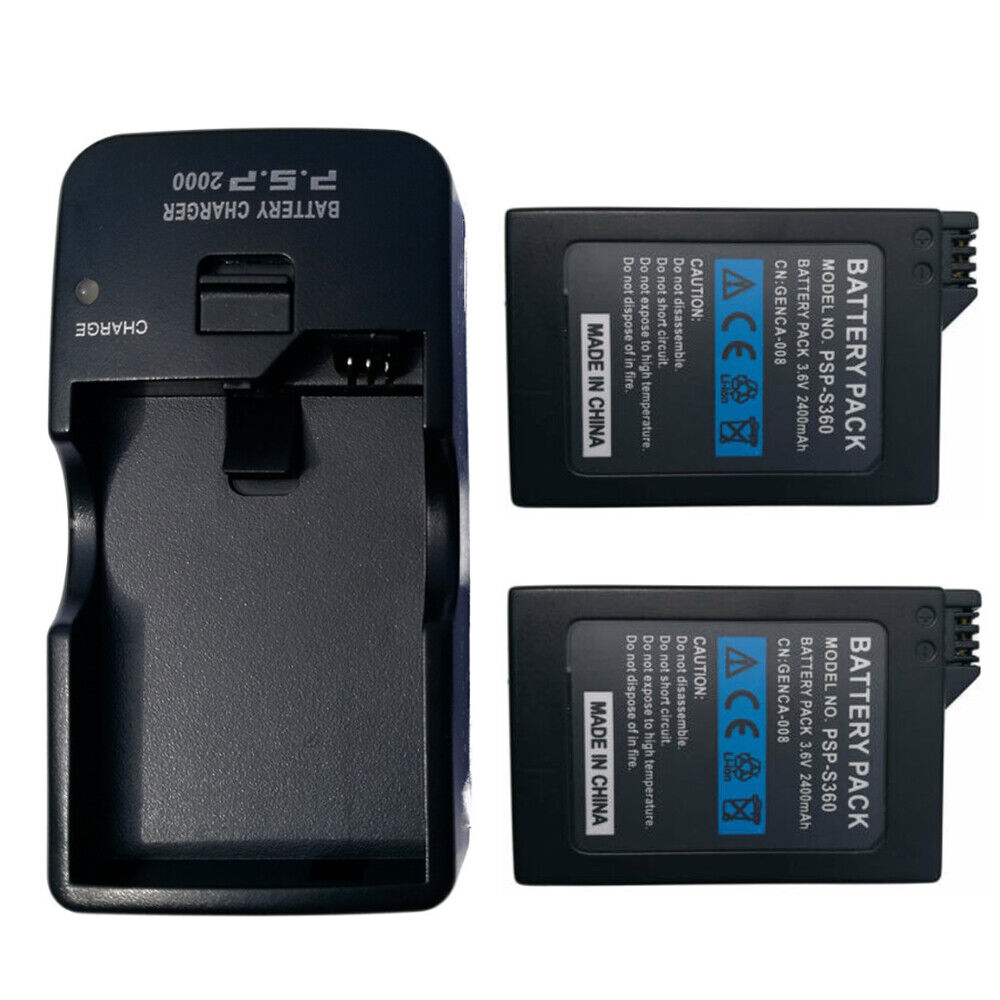 nyt 2-20X 3600 mah genopladeligt batteri til PSP Slim 2000/2001/3000/3001/3003+oplader