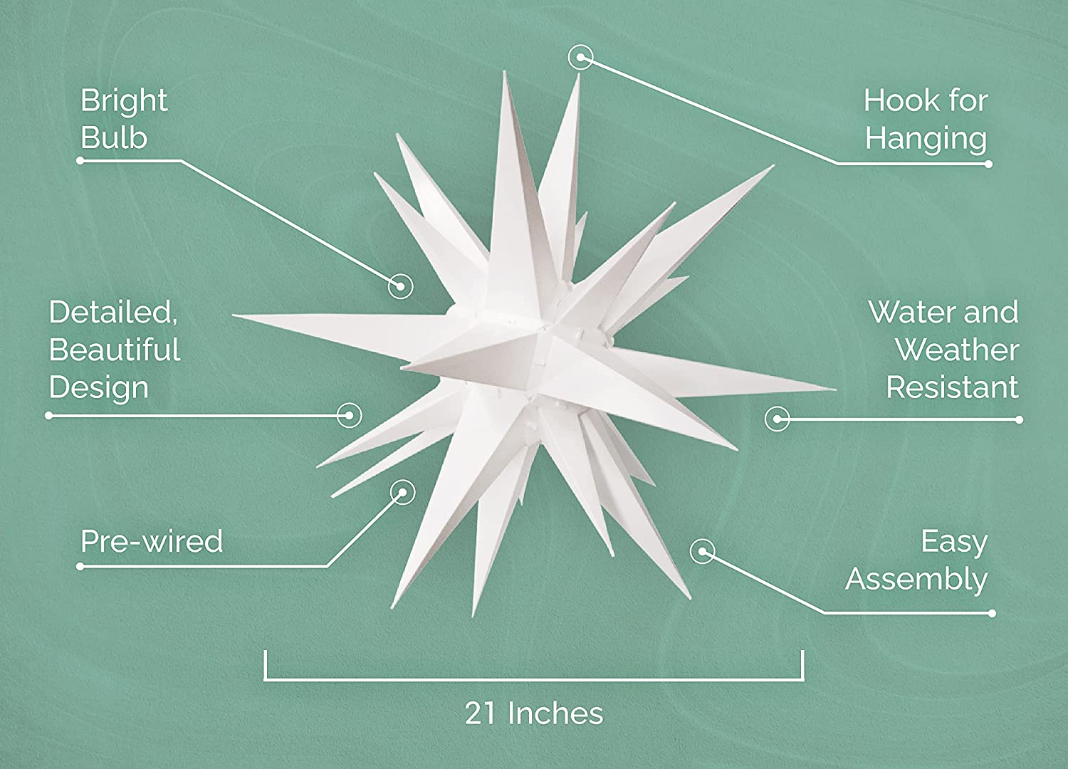 21" Large Warm White LED Moran Star - Hanging Outdoor Christmas Light - Use a 07FC0E-D4 - KOEEK