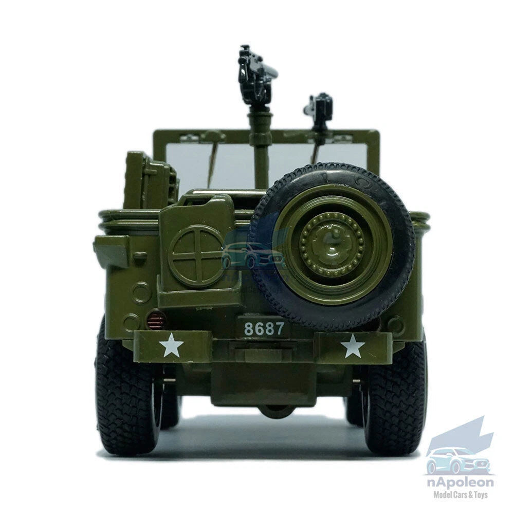 1:24 Jeep Willys MB WWII US Military Vehicle Model Car Diecast Toy Gift Kids 07FC0E-D4 - KOEEK