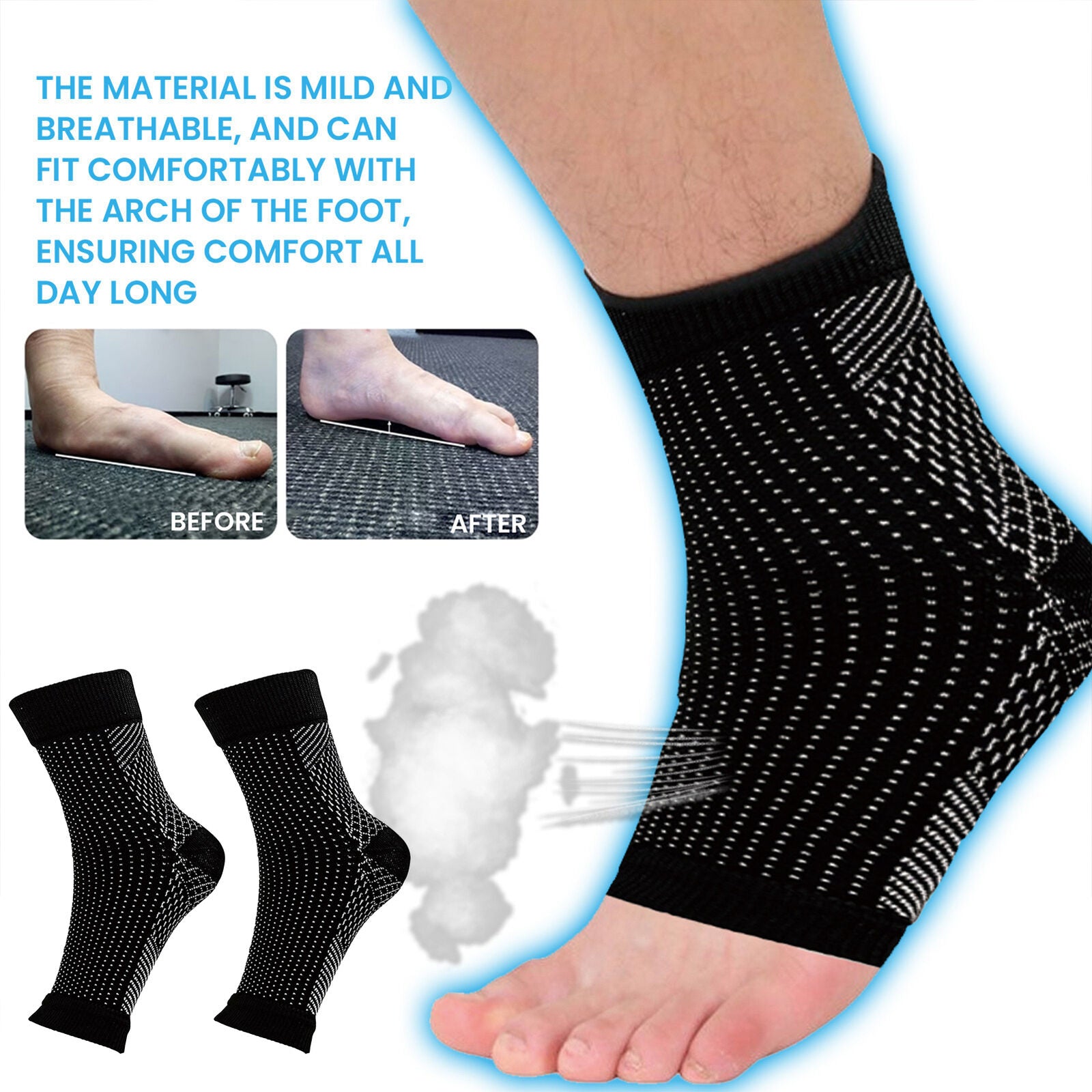 new Plantar Fasciitis Socks Foot Arch Support Pain Ankle Relief Pair Compression koeek - KOEEK