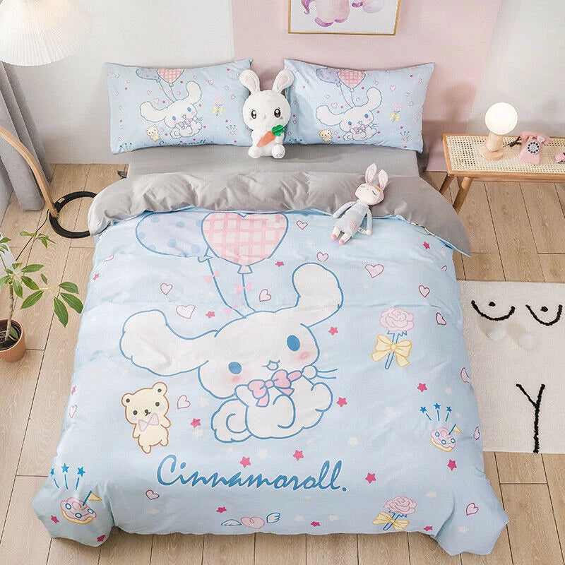 Cinnamoroll Cotton Bedding Set Sheet Quilt Cover Duvet Covers Sheet Pillow Case 07FC0E-D4 - KOEEK