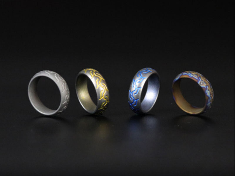 TC4 Titanium Alloy Tire pattern Finger Ring Necklace Pendant bead Decorative EDC 07FC0E-D4 - KOEEK