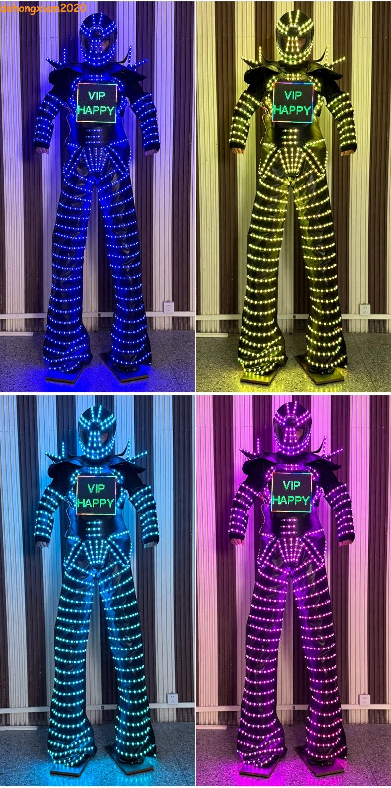 LED Stilts Robot Programming Costume Illuminated Dance Club Bar Clothes Suit 07FC0E-D4 - KOEEK