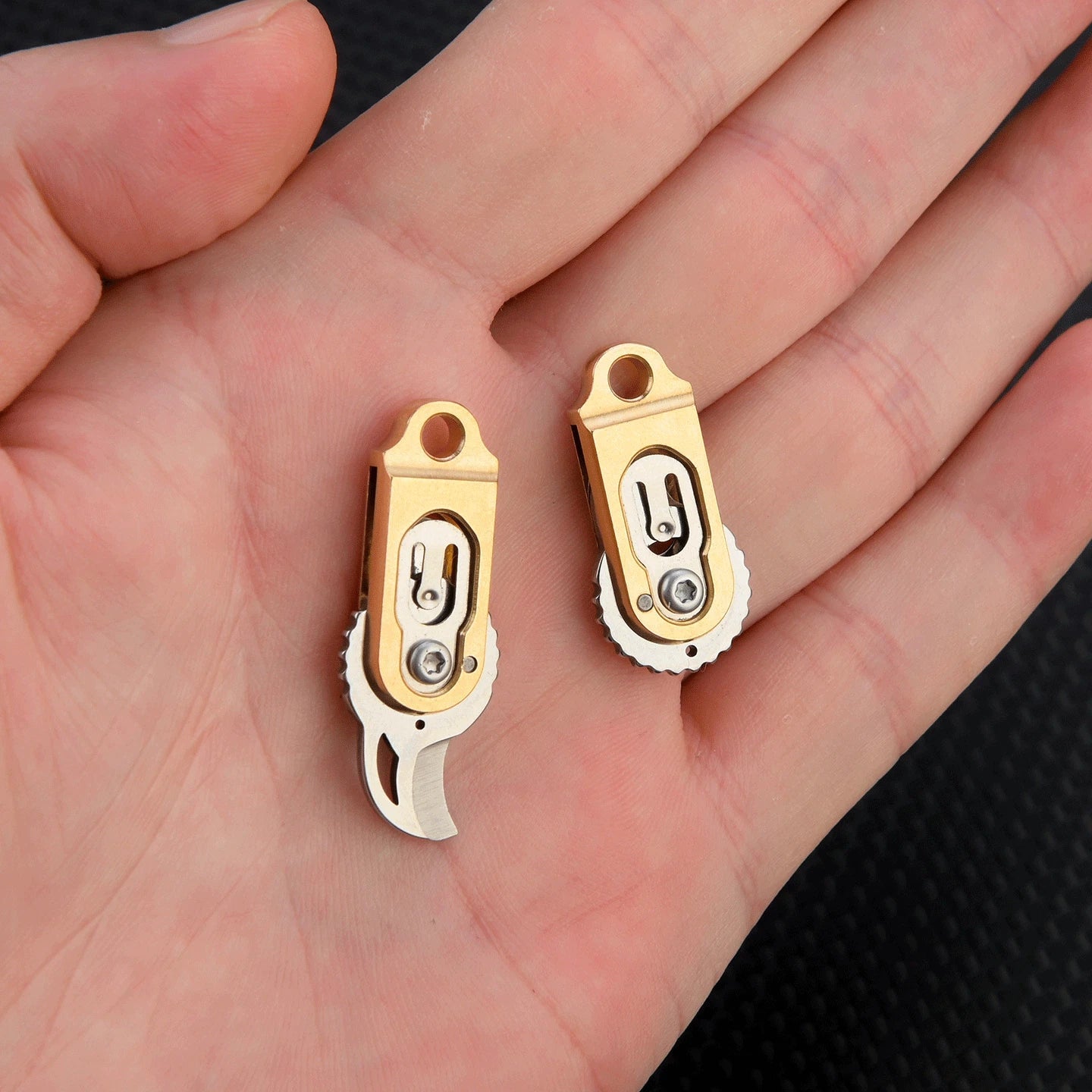 Mini Brass Keychain Outdoor Camping Tool Folding Knife Cutter EDC Pocket Knife 07FC0E-D4 - KOEEK