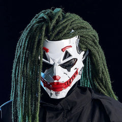 Cyberpunk Joker Cosplay Mask Full Face Headwear W/dreadlocks Halloween Prop 07FC0E-D4 - KOEEK