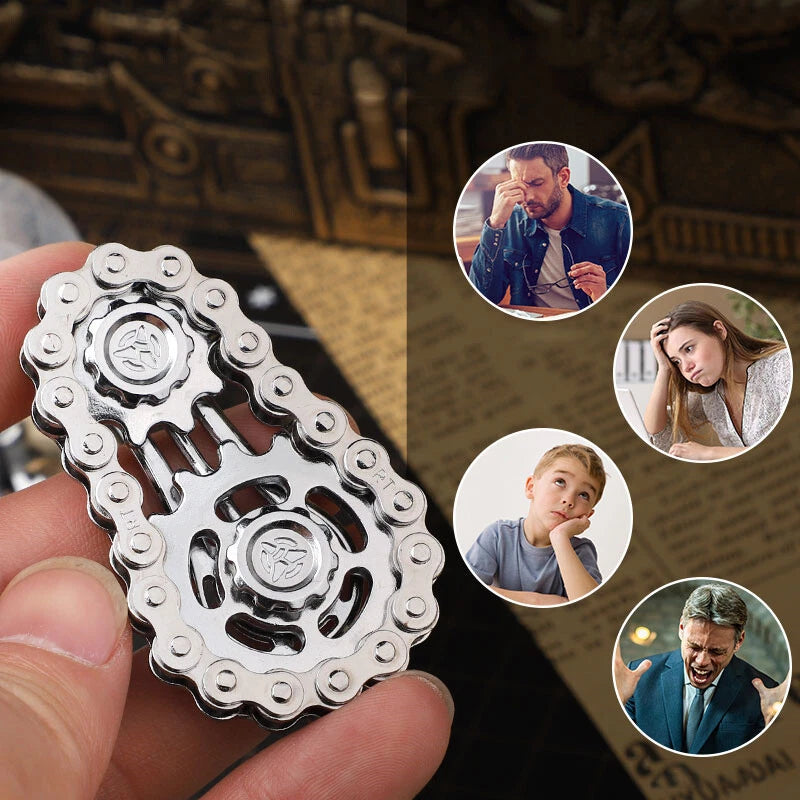 Chain Gear Stainless Steel Fidget Spinner Metal Hand Spinner EDC Fidget Toy Gift 07FC0E-D4 - KOEEK