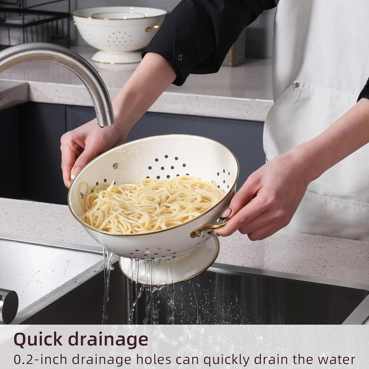 Metal strainer set of three, with handles, 1 liter, 3.5 liters, and 5 liters 07FC0E-D4 - KOEEK