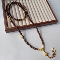 Chinese Style Vintage Sandalwood Necklace Ethnic Buddha Bead Handmade Jewelry 07FC0E-D4 - KOEEK