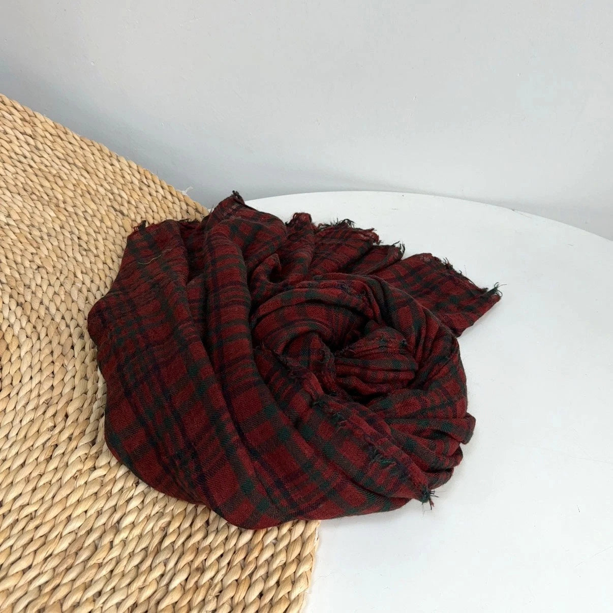 Mens soft Acrylic Wool Winter Scarf Red plaid Unisex Winter Autumn Neckerchief 07FC0E-D4 - KOEEK