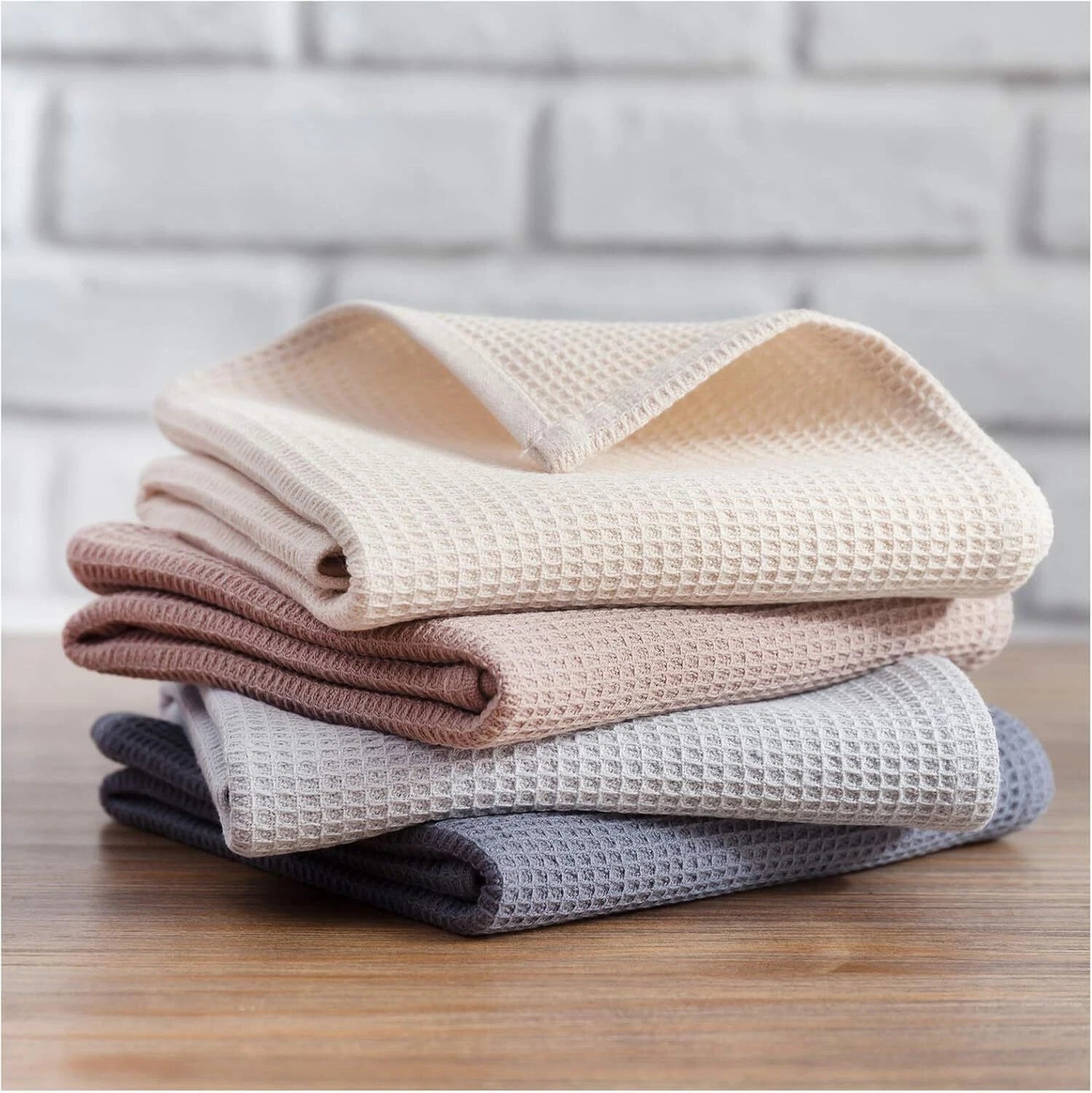 Dish Towels Set, Cotton Waffle Weave Kitchen Towels 4 Pieces,Super Absorbent 07FC0E-D4 - KOEEK
