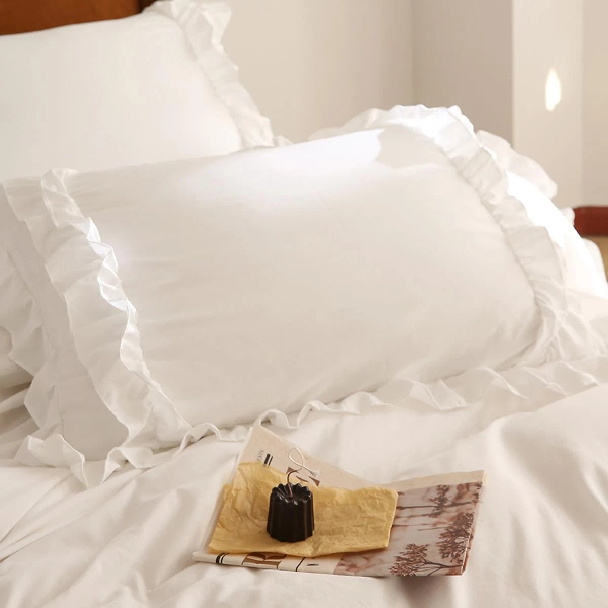 White scalloped down comforter cover, girls' retro country-style bedding 07FC0E-D4 - KOEEK