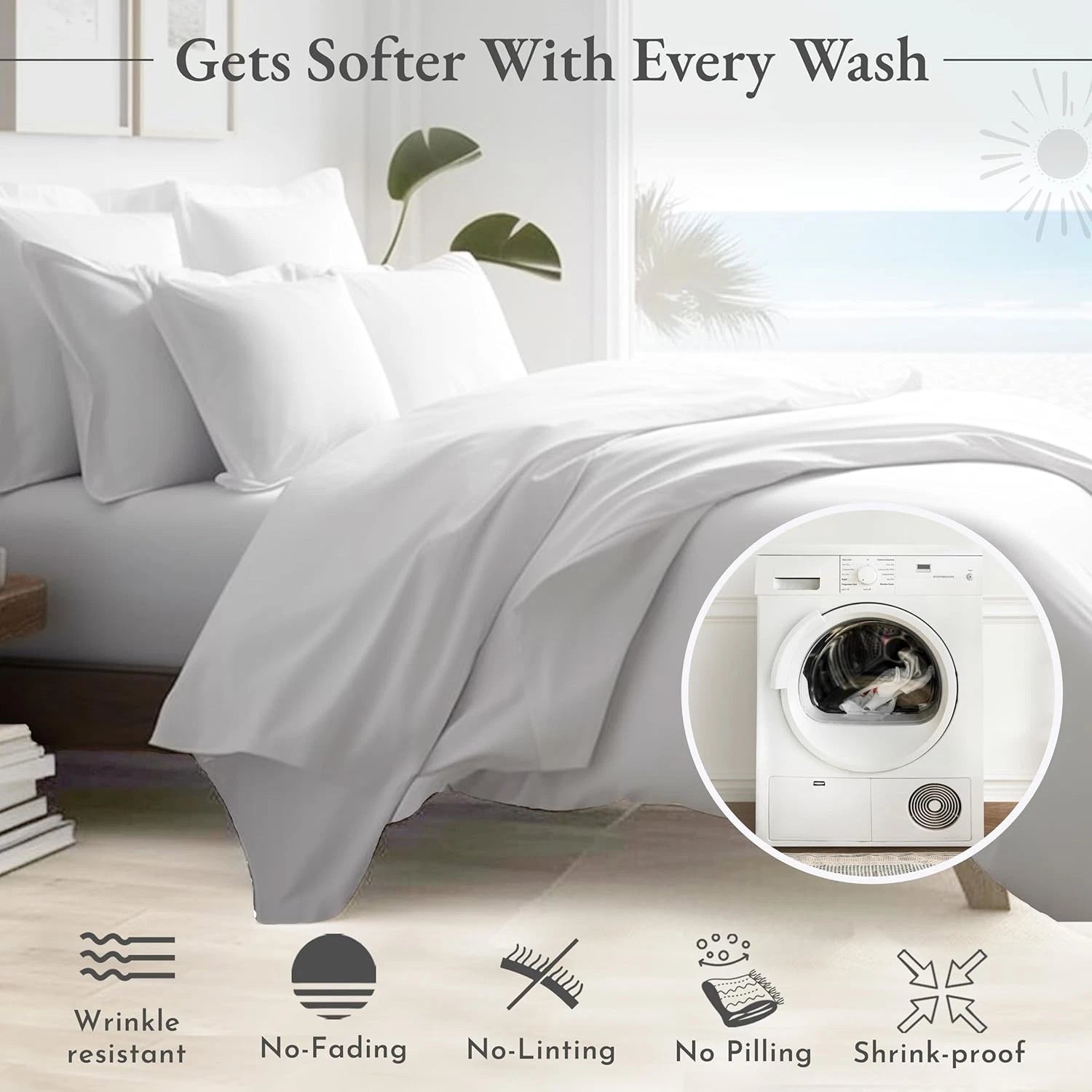 California Design Queen Bedding Set  Natural Cotton Sheets 07FC0E-D4 - KOEEK