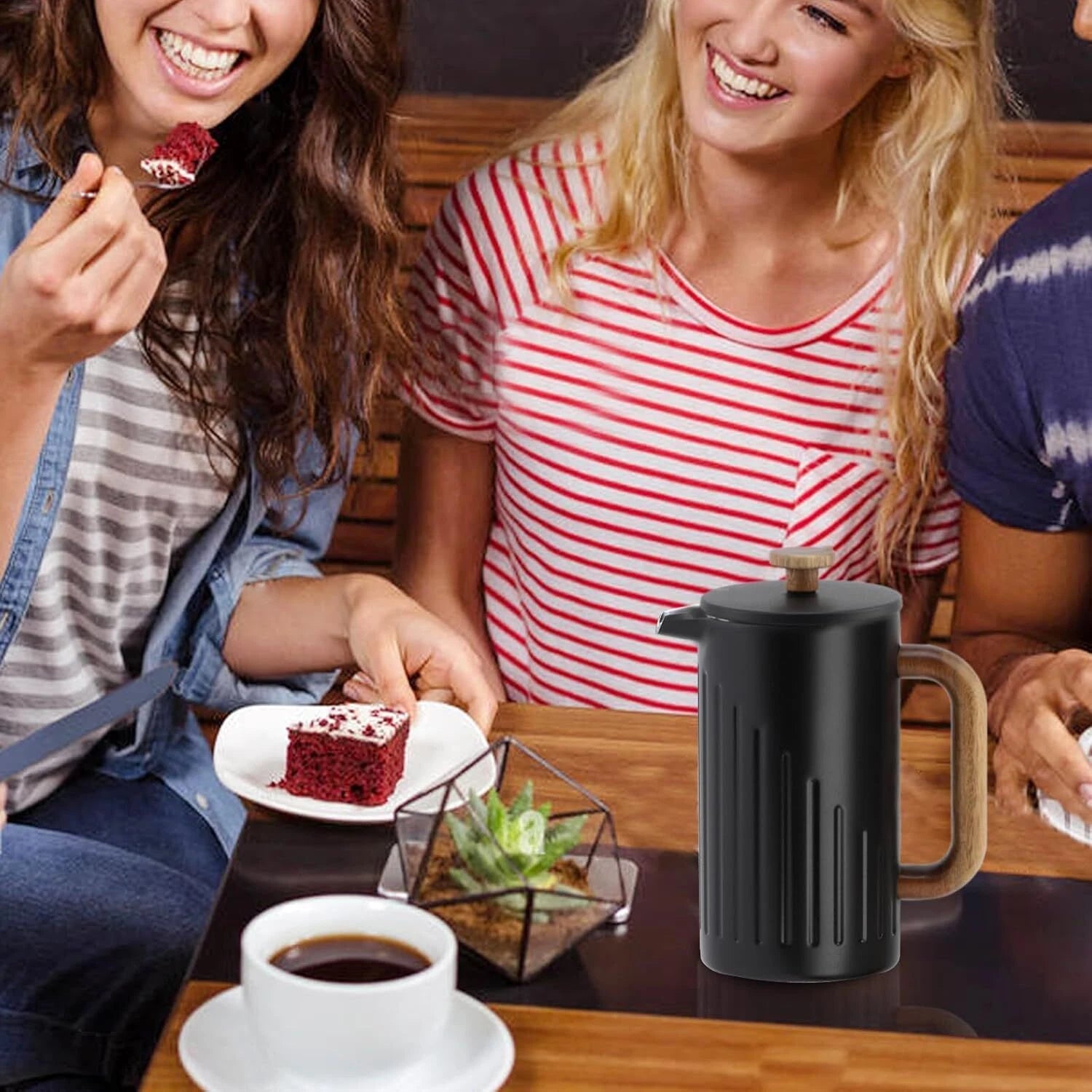 34 oz. French press coffee maker, press with double insulation and dual filters 07FC0E-D4 - KOEEK