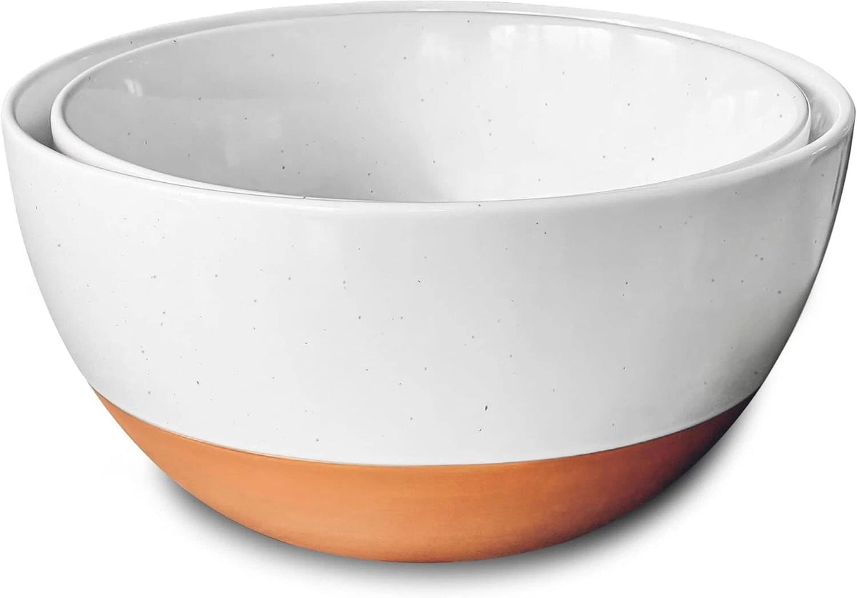 Ceramic Large Mixing Bowls Set of 2 Nesting Bowls Extra Large 2.5 and 1.6 Quart 07FC0E-D4 - KOEEK