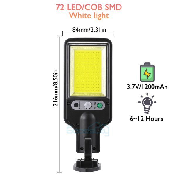 ny 1200000lm LED Solar Flood Light Security Bevægelsessensor Udendørs Yard Street Wall