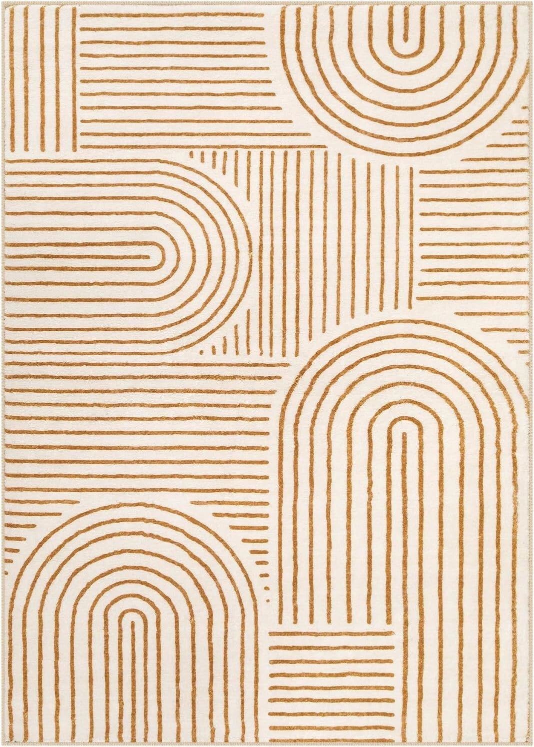 Abstract Patterned Washable Rug (5x7), Non-Slip Soft Living Room Carpet 07FC0E-D4 - KOEEK
