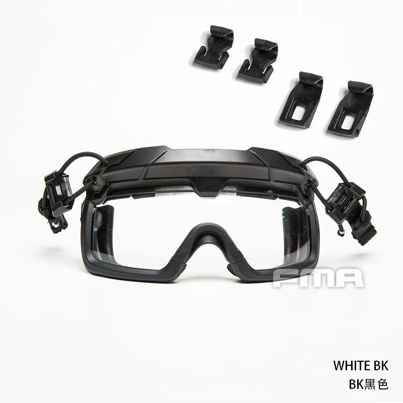 FMA Tactical Helmet Goggles Anti-fog Transparent 3MM Lens Rail Clips FAST Helmet 07FC0E-D4 - KOEEK