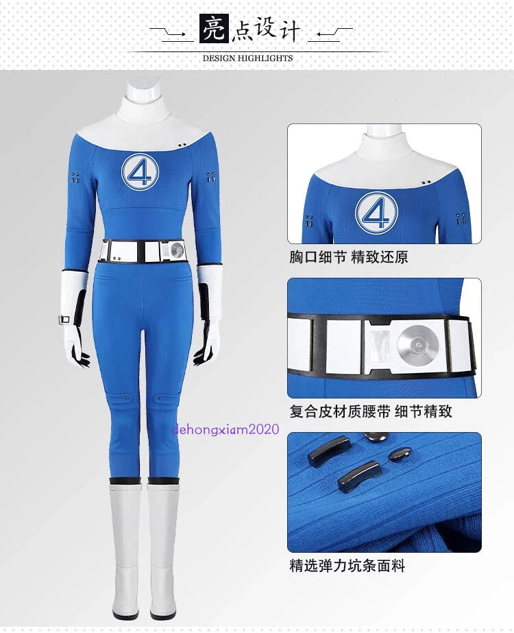 The Fantastic Four: First Steps Invisible Woman Cosplay Costume Outfit Jumpsuit 07FC0E-D4 - KOEEK