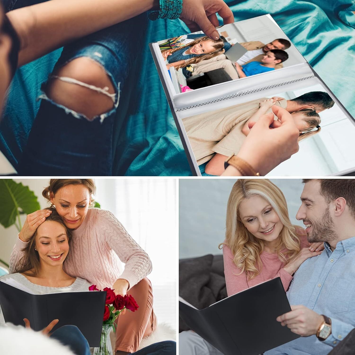 new Photo Album 8x10, 8x10 Book Holds 68 Photos, Art Portfolio Black
