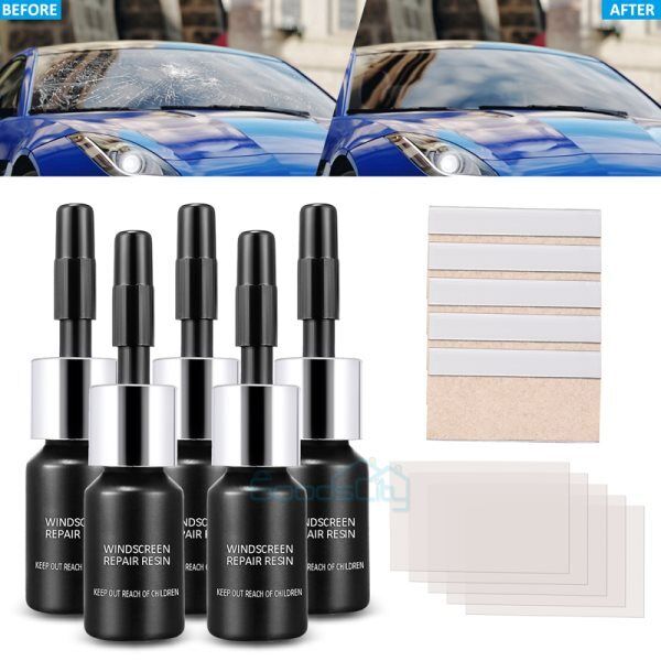 ny 10Pak Autoglas Nano Reparationsvæske Bilforrude Resin Crack Tool Kit Crack US