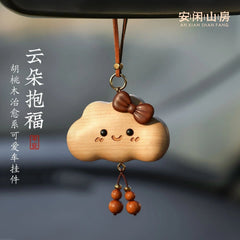 Cloud Blessing Wooden Car Hanging Ornament Cute Rearview Mirror Pendant 07FC0E-D4 - KOEEK