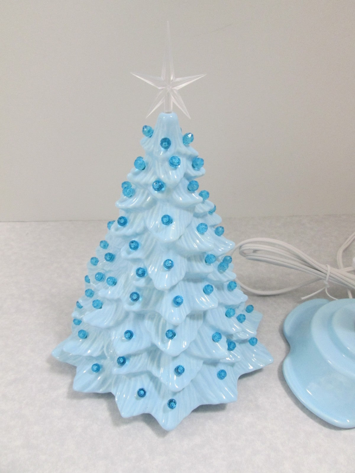 "Light Blue Glazed  Ceramic Christmas Tree"  ly Made/ Extra Lights 07FC0E-D4 - KOEEK