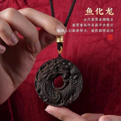 Vietnam Agarwood Fish Dragon Beast Carved Pendant Natural Wood Unisex 07FC0E-D4 - KOEEK