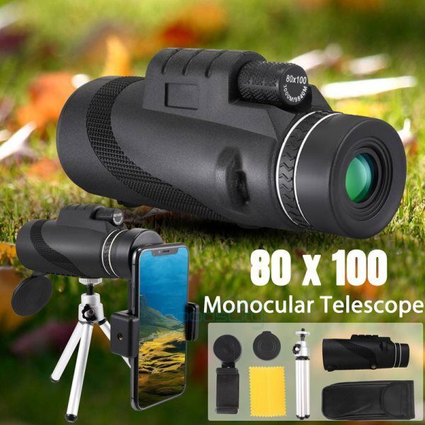 HD Day/Night Military Telescope 80X100 Zoom Monocular with Tripod