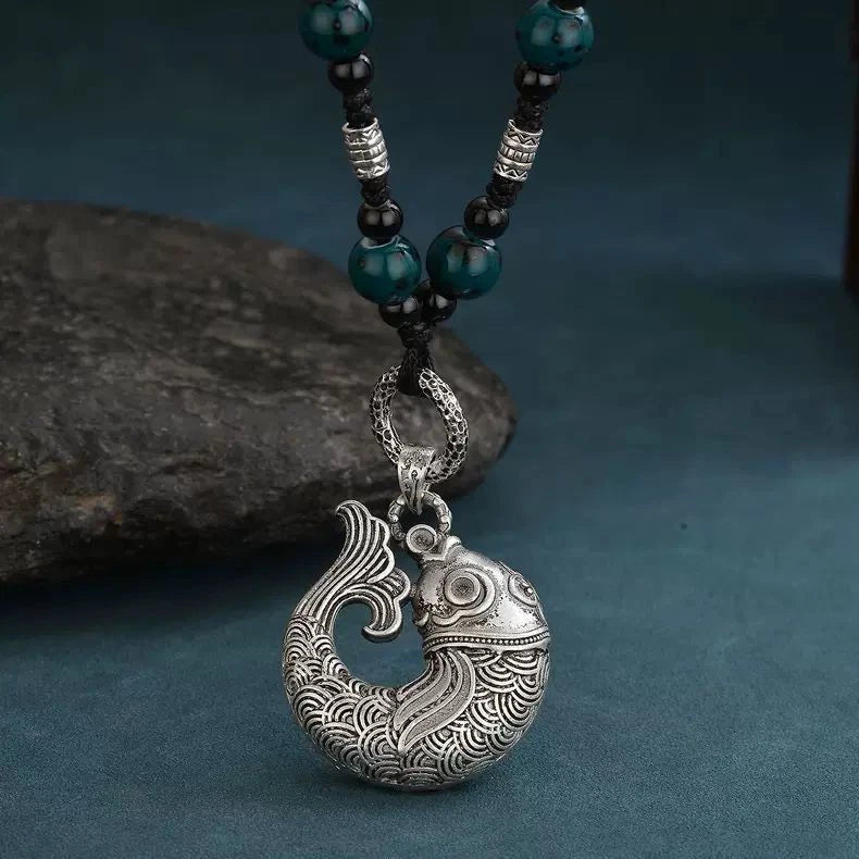 Chinese Style Vintage Koi Pendant Necklace Ethnic Sweater Chain Women 07FC0E-D4 - KOEEK
